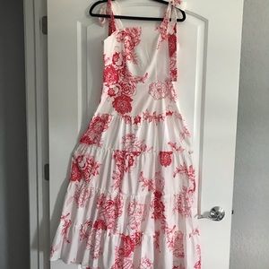 NWOT Maxi dress white tiered shoulder ties Med